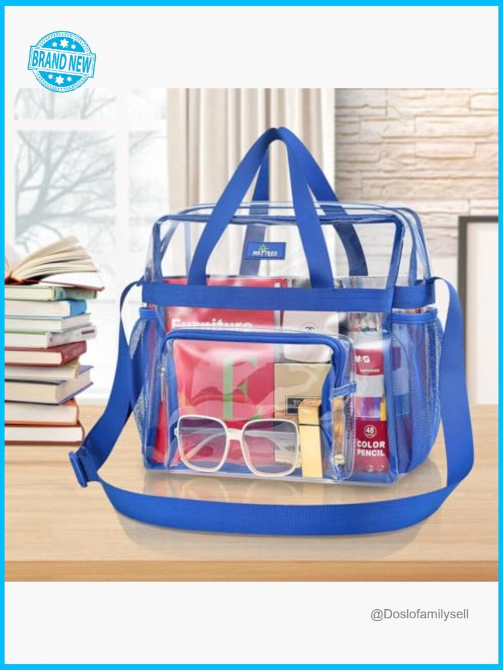 Clear Tote Bag Stadium Approved Concert Satchel PVC Travel Work Bag - Picture 2 of 6